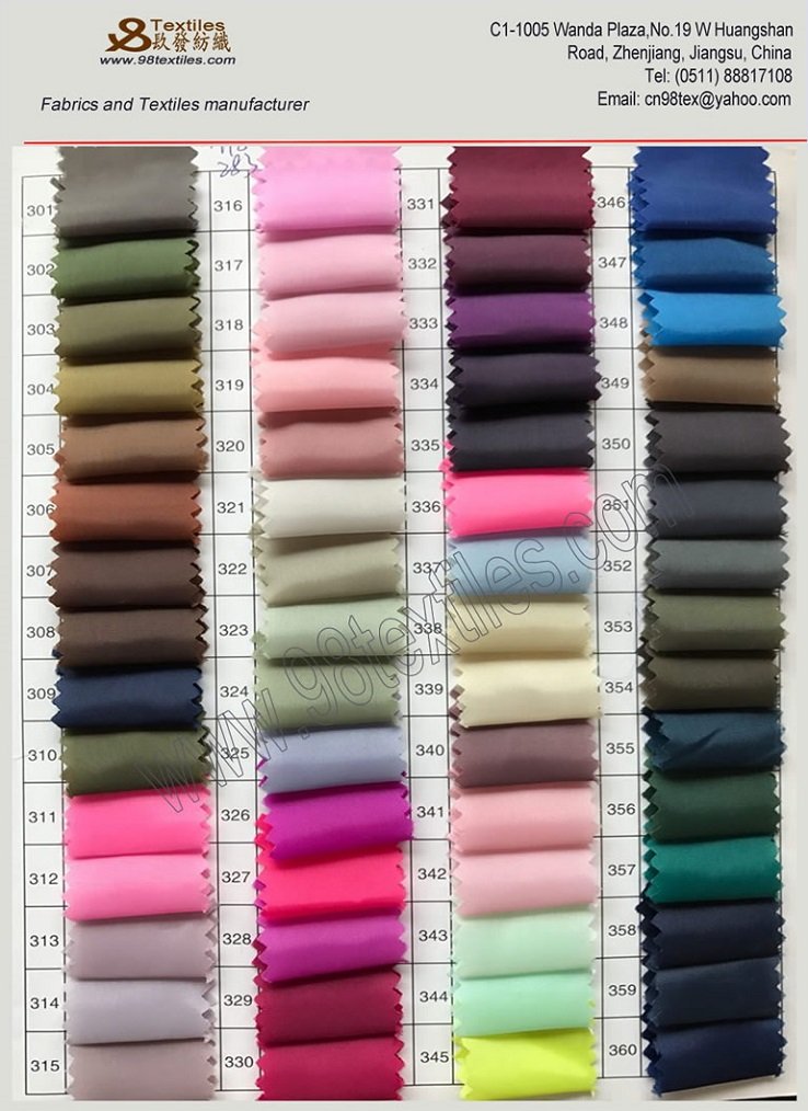 Fabric Colors Number: 301-360