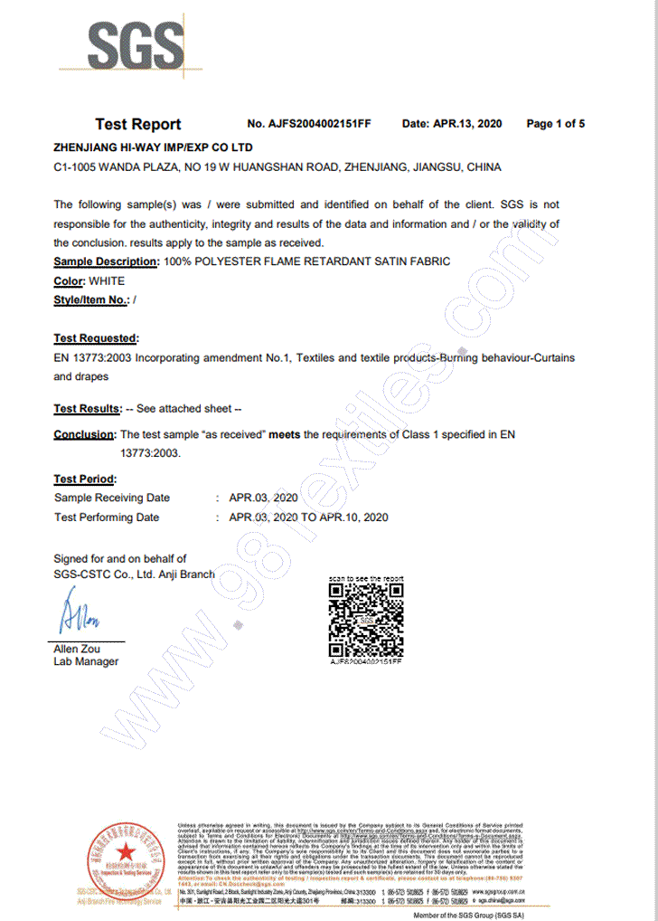 polyester-satin-fabric-meet-EN13773-1-Class